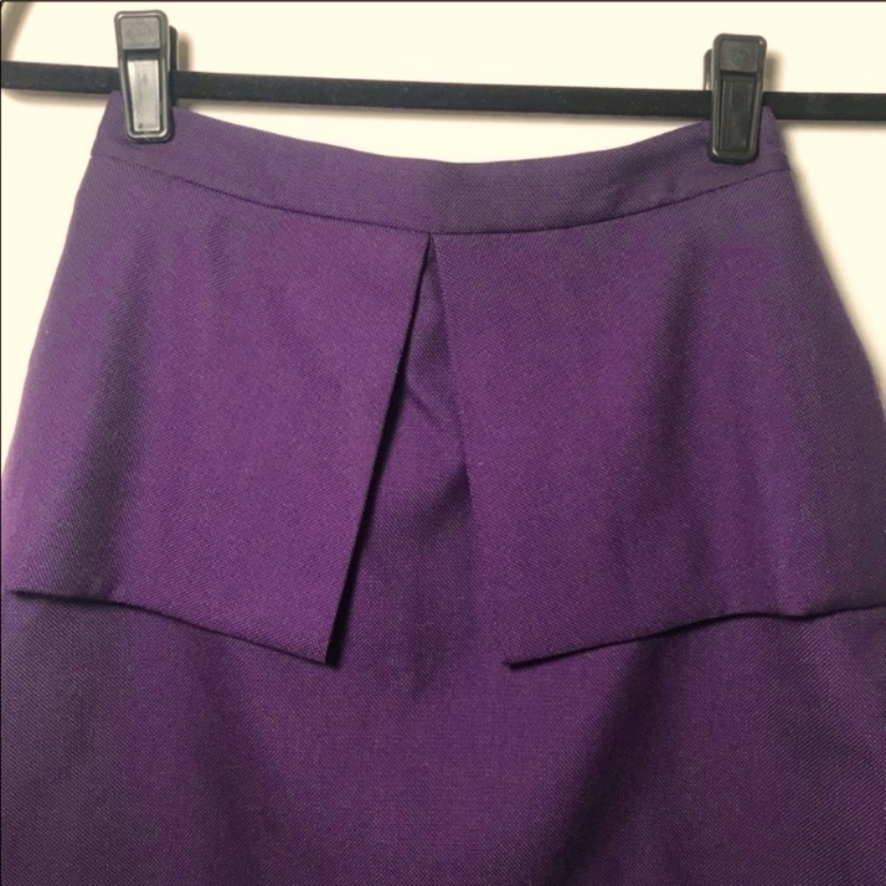 KATE SPADE SATURDAY PURPLE MINI SKIRT DEEP PLUM s Peplum flare Sz 0 texture NWT - Picture 7 of 16